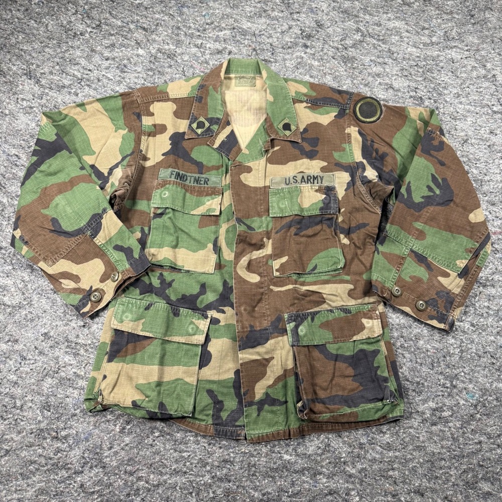 Vintage US Army Woodland Camo BDU Field Jacket Small Short Ripstop Combat Coat